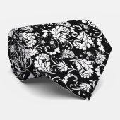 Cravate Black Floral Pattern Custom Necktie (Roulé)