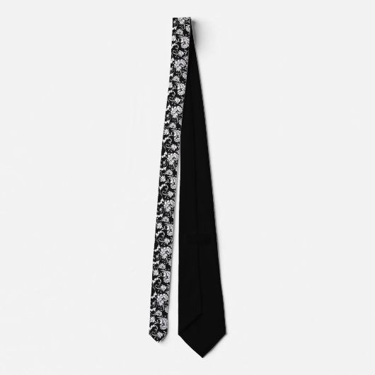 Cravate Black Floral Pattern Custom Necktie (Dos)