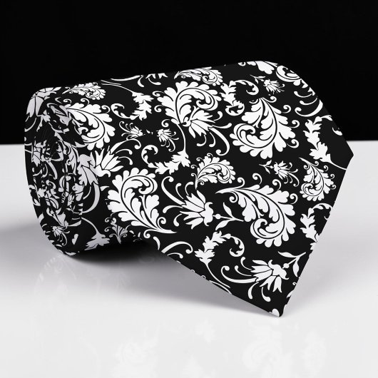 Cravate Black Floral Pattern Custom Necktie