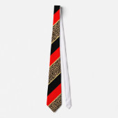 Cravate Black, Gold and Red Diagonal Stripe Leopard (Devant)