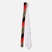 Cravate Black, Gold and Red Diagonal Stripe Leopard (Dos)
