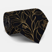 Cravate Black Gold Botanical (Roulé)