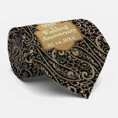 Cravate Black Gold Filigree 50e anniversaire de Mariage (Roulé)