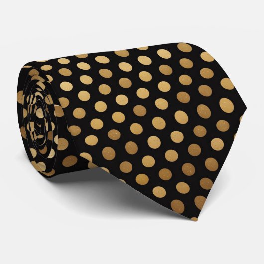 Cravate Black & Gold Polka Dot  (Roulé)