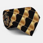 CRAVATE BLACK GOLD WAVE GEOMETRIC ABSTRACT TIE (Roulé)