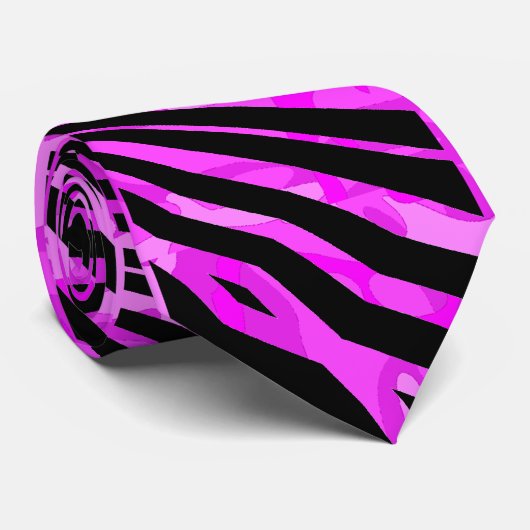 Cravate Black & Hot Pink  Lava Zebra pattern Mens Tie (Roulé)