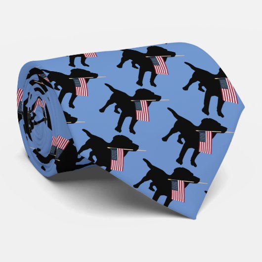 Cravate Black Lab Dog avec USA American Flag, 4 juillet (Roulé)