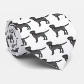Cravate Black Labrador Retriever Motif de dessin de chien (Roulé)