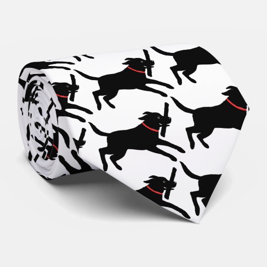 Cravate Black Labrador Retriever Motif Running Chien (Roulé)