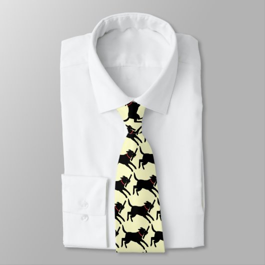 Cravate Black Labrador Retriever Motif Running Chien (Attaché)