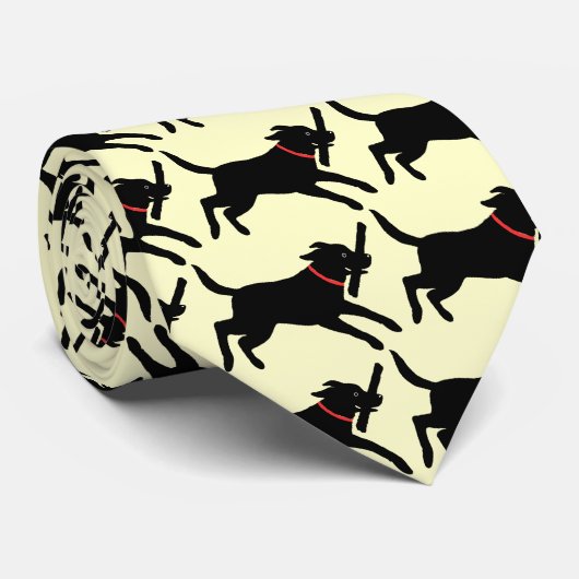 Cravate Black Labrador Retriever Motif Running Chien (Roulé)