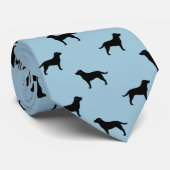 Cravate Black Labrador Retriever Silhouettes Motif Bleu (Roulé)