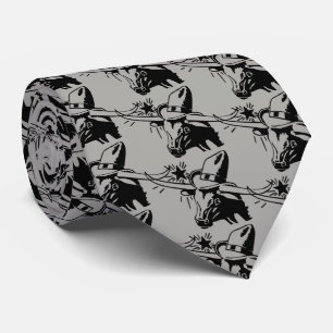 Cravate Black Longhorn Steer avec Cowboy Casquette
