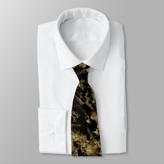 Cravate Black Marbre Or Swirl Abstrait Motif Hommes (Attaché)
