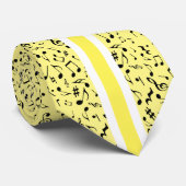 Cravate Black Music Notes sur JAUNE (Roulé)