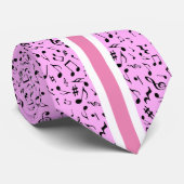 Cravate Black Music Notes sur PINK (Roulé)