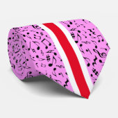 Cravate Black Music Notes sur PINK (Roulé)