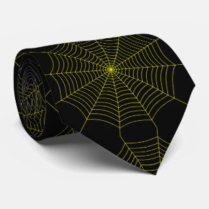 Cravate Black neon toile d'araignée jaune motif d'Hallowee