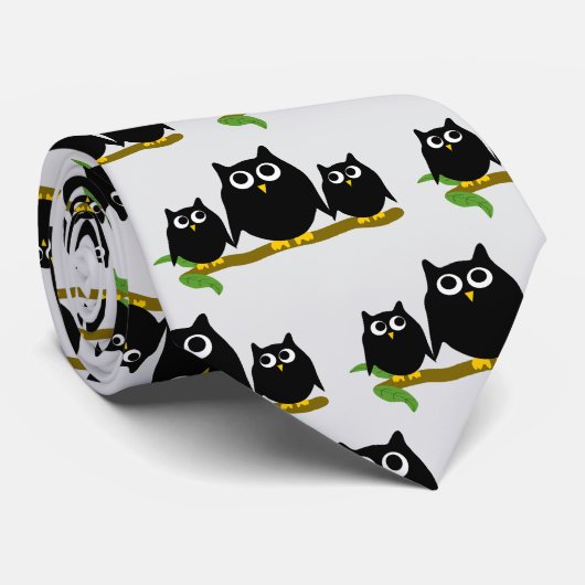 Cravate Black Owls Design Any Colour Background (Roulé)
