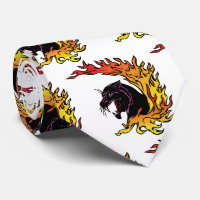 Black Panther Head Flames Sports Football Necktie