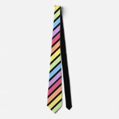 Cravate Black Pastel Rainbow Diagonal Stripe Neck Tie (Devant)