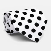 Cravate Black polka dots on white (Roulé)