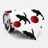 Cravate Black Silhouette Kitty, with red wool Ball (Multi) (Roulé)