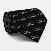 Cravate Black & Silver Infinity Pattern Necktie. (Roulé)