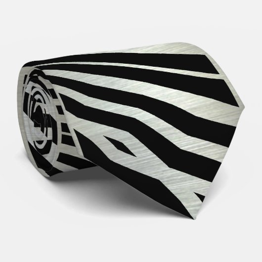 Cravate Black & silver  Lava Zebra pattern Mens Tie (Roulé)