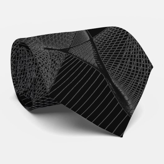 Cravate Black Smoke & Silver Lace "Spider Web" (Roulé)