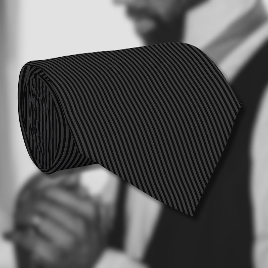 Cravate Black & Smoky Black Narrow Vertical Stripes