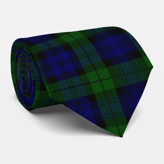 Cravate Black Watch Tartan bleu vert Plaid (Roulé)