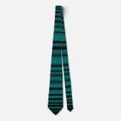 Cravate Black Wavy Lines - Sur Cyan (Devant)