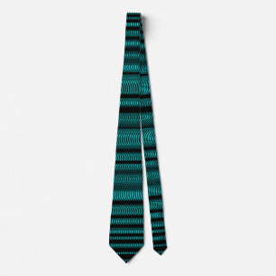 Cravate Black Wavy Lines - Sur Cyan