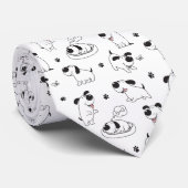 Cravate Black & White Dog Cartoon Custom Necktie (Roulé)