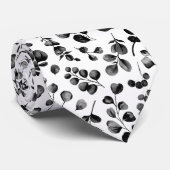 Cravate Black White Elegant Eucalyptus Feuilles Formal Hom (Roulé)