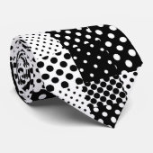 Cravate Black White Fashion Polka Dots Style Design (Roulé)