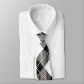 Cravate Black White Gold Plaid Men's (Attaché)