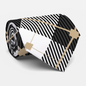 Cravate Black White Gold Plaid Men's (Roulé)