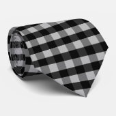 Cravate Black White Gray Checkerboard (Roulé)