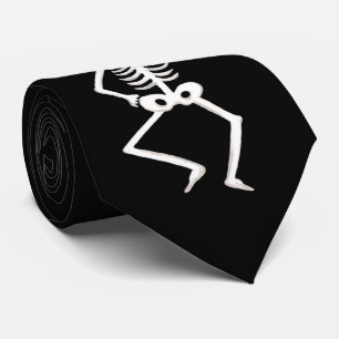 Cravate Black White Halloween Skeleton Bones Danse