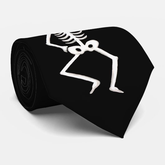 Cravate Black White Halloween Skeleton Bones Danse (Roulé)