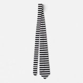 Cravate Black White Horizontal Preppy Stripe Nom monogram (Dos)