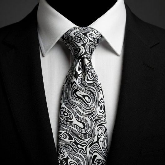 Cravate Black & White Hypnotic Swirl 