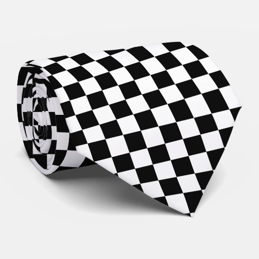Cravate Black white square pattern - template background (Roulé)