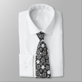 Cravate Black & White Star & Snowflake Abstrait Motif (Attaché)