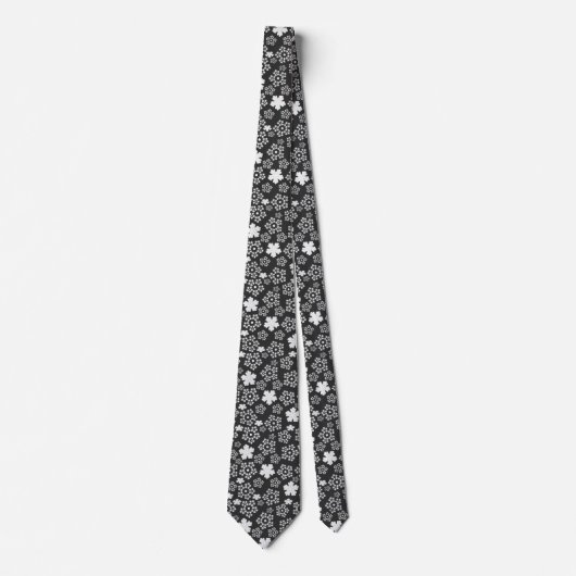 Cravate Black & White Star & Snowflake Abstrait Motif (Devant)