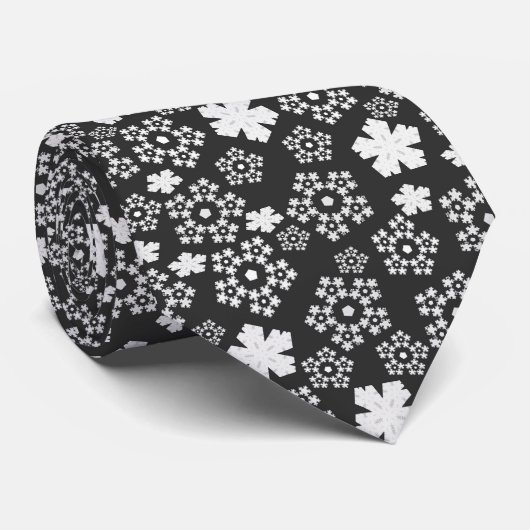 Cravate Black & White Star & Snowflake Abstrait Motif (Roulé)