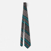 Cravate Black White Teal Dots Spots Zigzags Pattern (Dos)