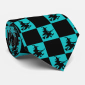 Cravate Black Witches Black & Teal Checkered (Roulé)